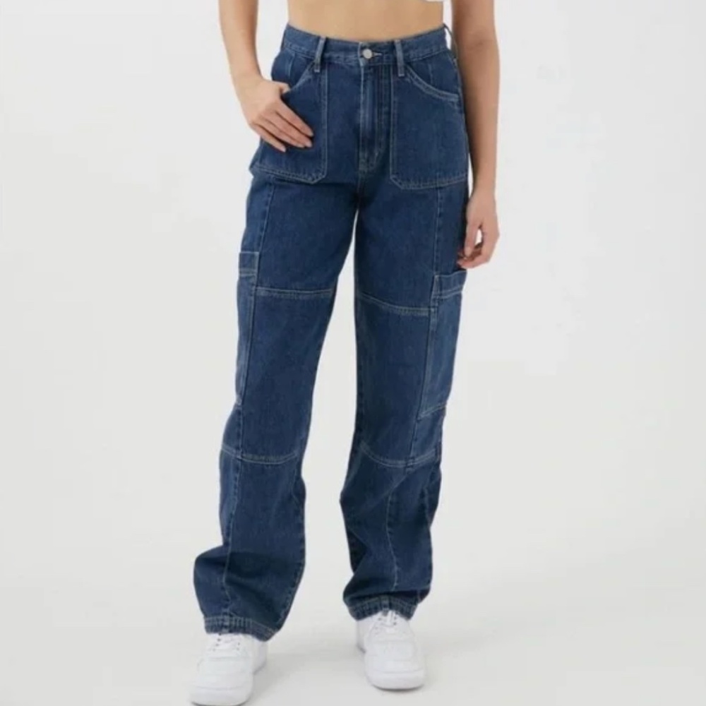 BDG Urban Outfitters High Rise Baggy Cargo Denim Jeans Size 24